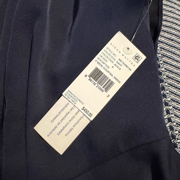 Aidan Mattox- NWT Navy V-Neck Cap Sleeve Beaded Cocktail Mini Dress - Picture 4 of 6